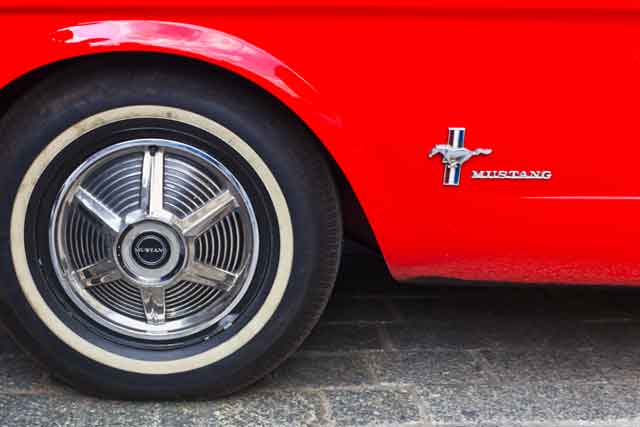 classic car red mustang