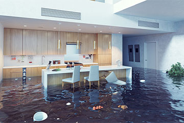a flooded kitchen